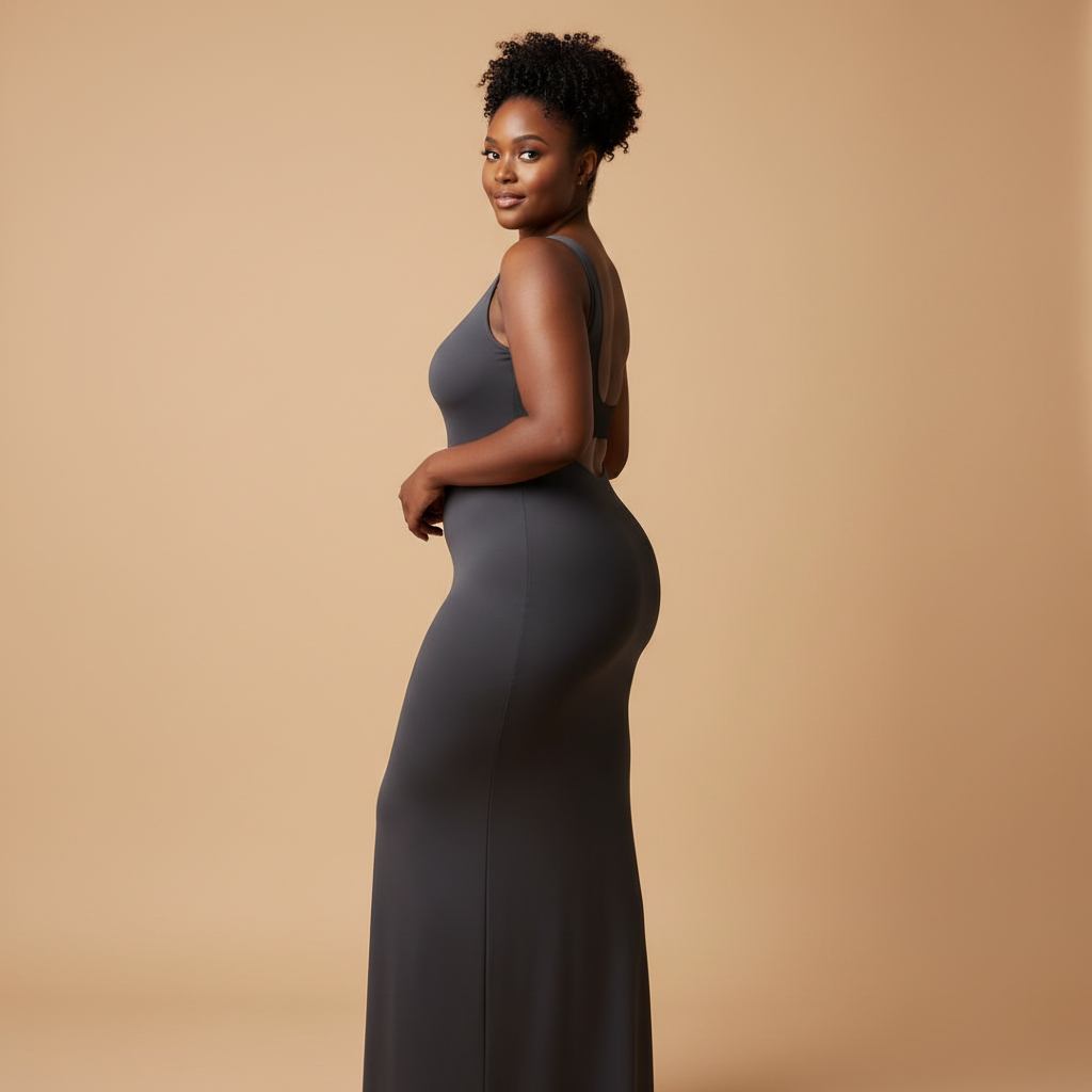 ContourLuxe Seamless Sculpt Bodysuit - Styled under a backless dress